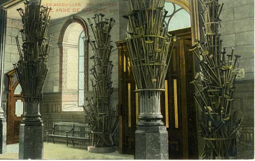 Postcard, Les Becouilles - The Crutches, Basilica at Sainte-Anne-de-Beaupré , Québec