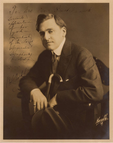 Autographed publicity portrait of William Andrews Clark, Jr., seated