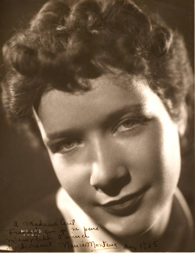 Autographed publicity portrait of Nanci Monteux, daughter of conductor Pierre Monteux