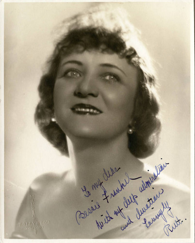 Autographed publicity portrait of Ruth Etting