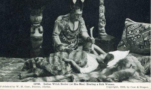 Postcard, Shaman healing a sick woman