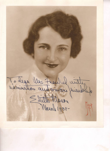 Autographed publicity portrait of Edith Mason