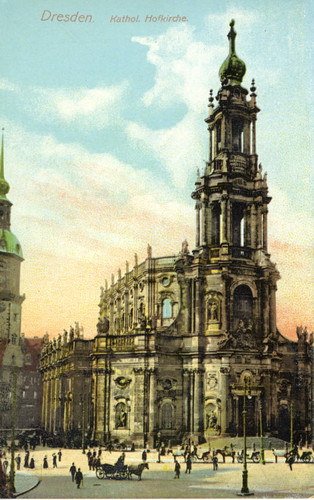 Postcard, Catholic Cathedral by the Elbe River