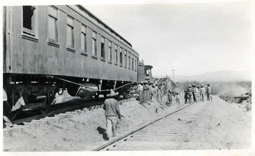 Photograph, derailed train