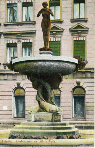 Postcard, Zierbrunnen an Löhr Platz, Leipzig