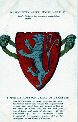 Postcard, Westminster Abbey, North Aisle, V, Arms, Simon de Montfort, Earl of Leicester