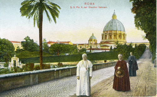 Postcard, S. S. Pio X, nei Giardini Vaticani
