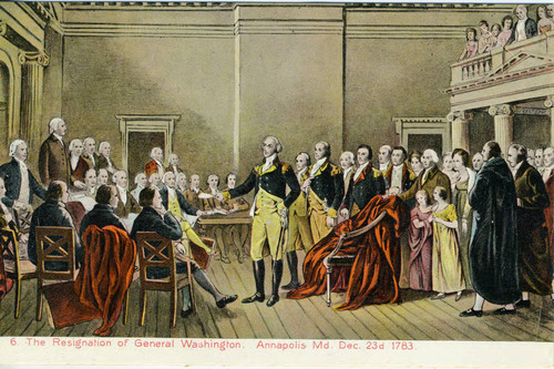 Postcard, The Resignation of General Washington