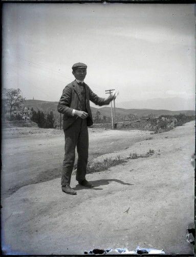 Young man on road