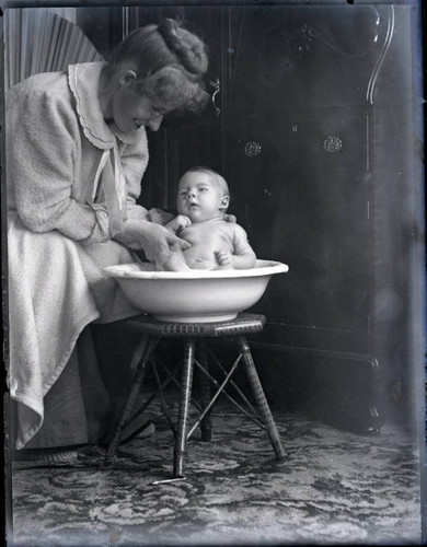 Baby in washbowl