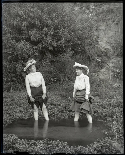 Women wading in Toluca Lake