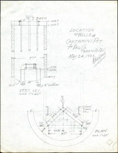 Location of wells in Cantarini pit, 1922-05-24