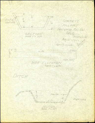 Concrete spillway, Cantarina [sic] reservoir, 1922-05-25