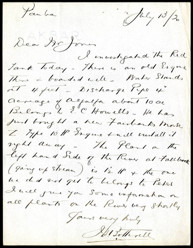 Letter from H. Bocterell to Willis S. Jones