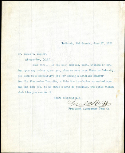 Letter from Paul C. Skiff to James T. Taylor, 1892-06-27