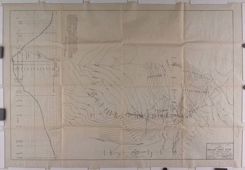 Topographic map and profile, Pauba dam site, on Temecula River, Pauba Ranch, Riverside County, California