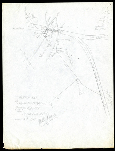 Sketch map of the pumping plant and pipelines of the Pauba Ranch
