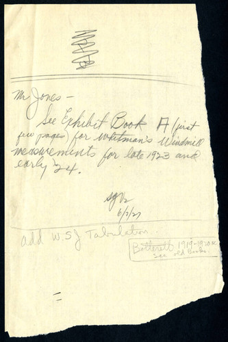 Notes for Willis. S. Jones, 1927-06-07
