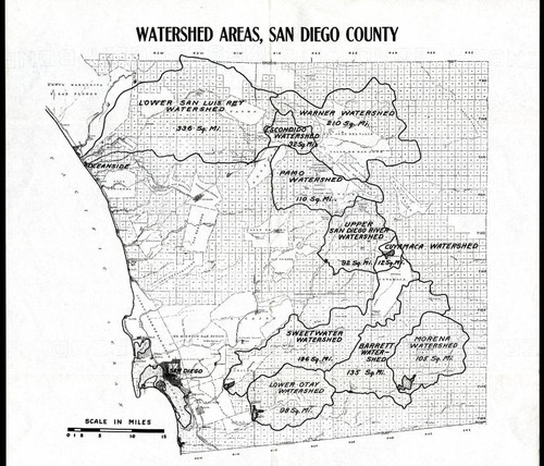 Map of watershed areas, San Diego County