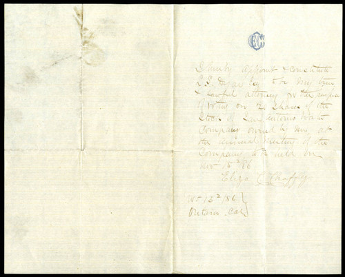 Letter from Eliza Chaffey, 1886-11-15