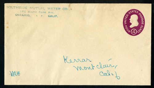 Envelope from Southside Mutual Water Company