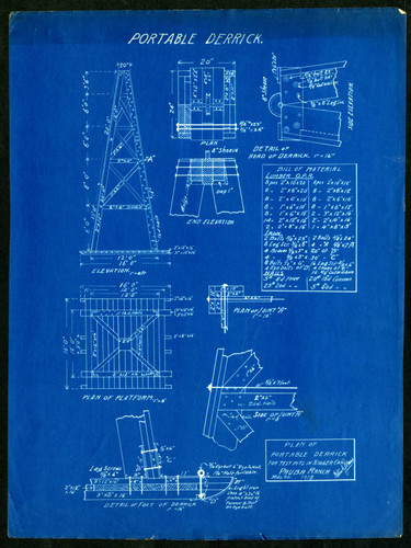 Portable derrick blue print