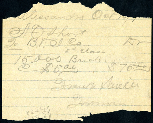 Note from F. Saville to the Bear Valley Irrigation Co., 1892-10