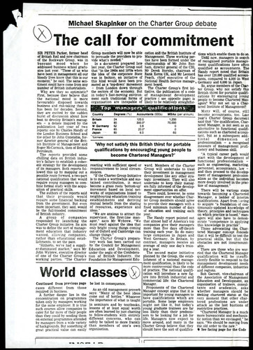 Article by Michael Skapinker on the Charter Group Initiative debate