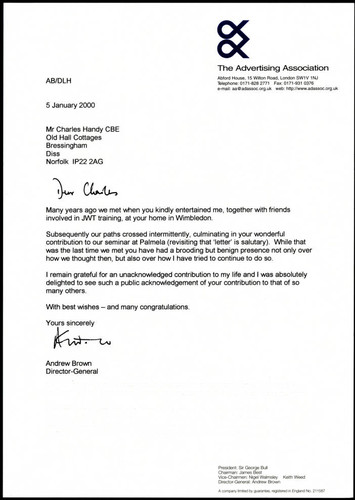 Correspondence to Charles Handy from Andrew Brown