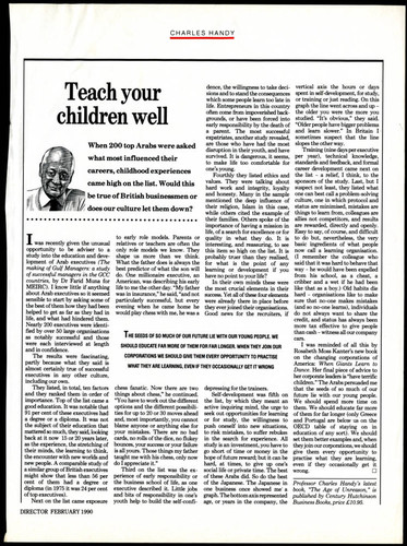 Charles Handy article on teaching children