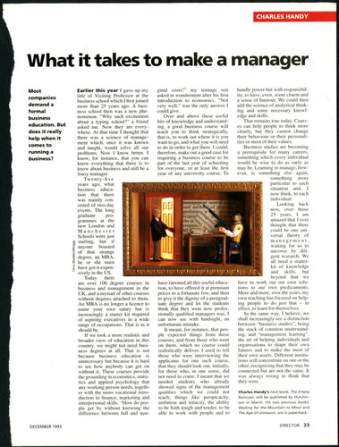 Article by Charles Handy on management training