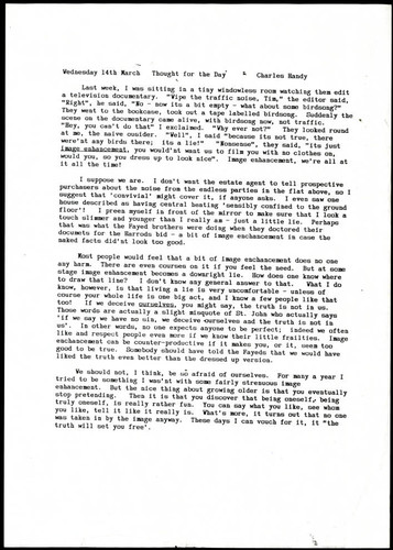 Thought for the day by Charles Handy on lying to one's self