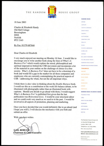 Letter of correspondence from Gail Rebuck to the Handys