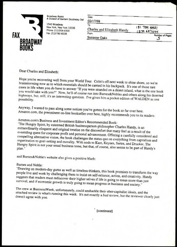 Letter of correspondence from Suzanne Oaks to the Handys