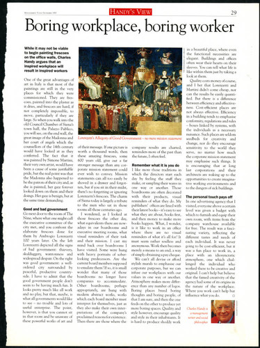 Charles Handy article on workplace atmosphere