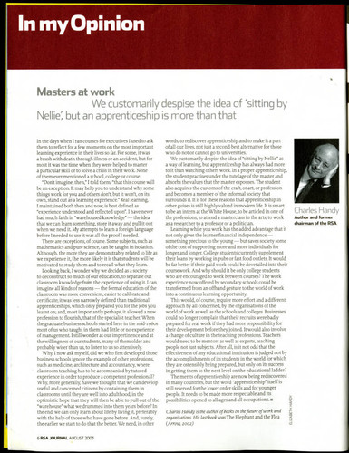 Charles Handy article on apprenticeship