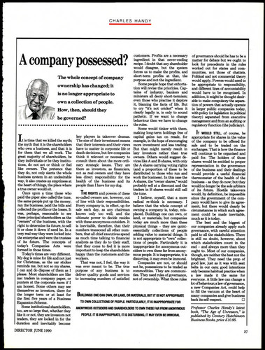 Charles Handy article on corporation ownership