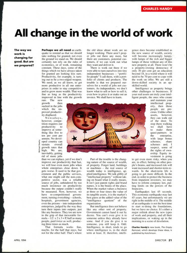 Article by Charles Handy on intelligence in the workforce