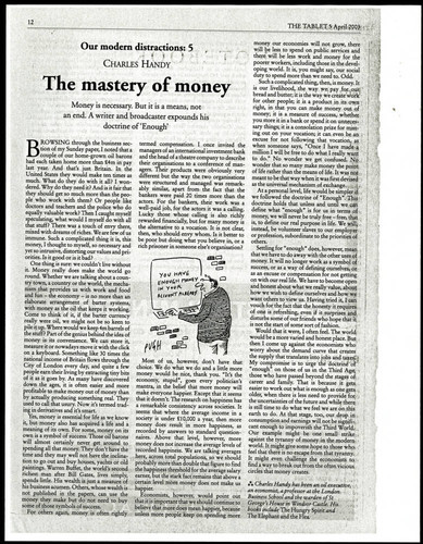 Charles Handy article on overcoming money