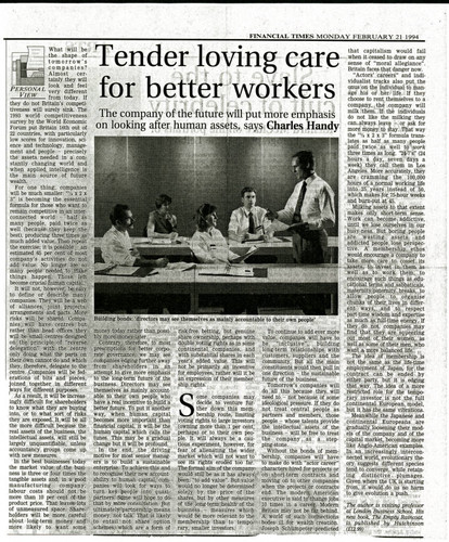 Charles Handy article on human assets