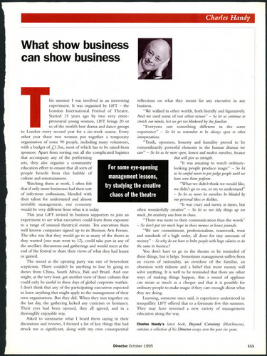 Charles Handy article on LIFT and business practices