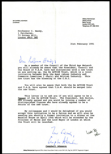 Letter from Campbell Adamson to Charles Handy