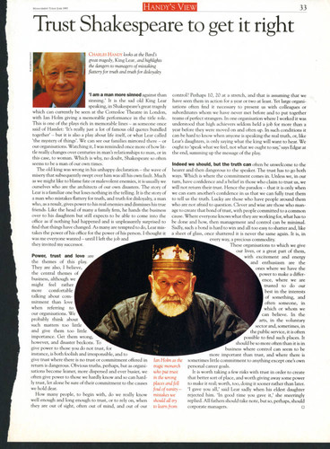 Article by Charles Handy on personal bonds in management