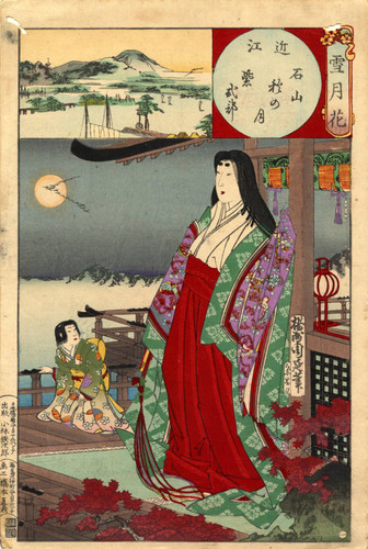 Omi Province; Murasaki Shikibu and the autumn moon at Ishiyamadera