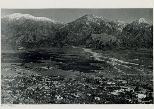 Aerial view of city of Claremont and colleges