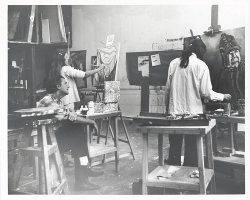 Students painting, Scripps College