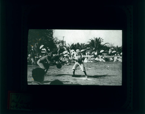 Pomona College professor Arthur Bissell at bat