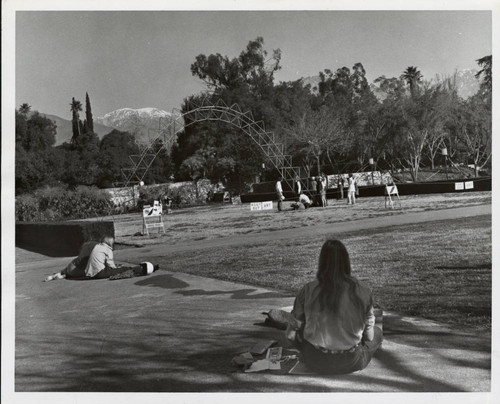 Art project on the lawn, Scripps College