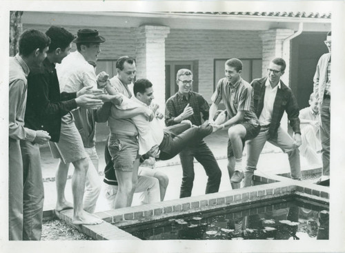 Seal Court pond dunking, Scripps College