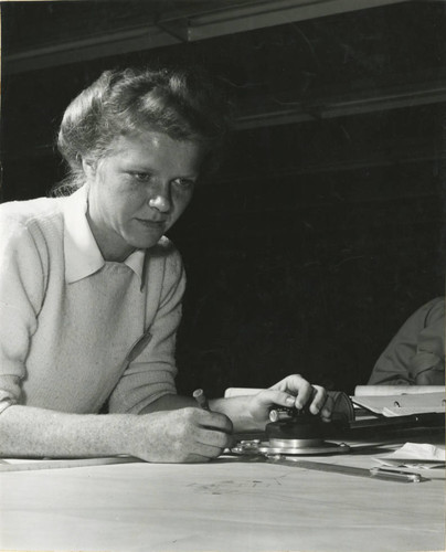 Scripps College student Mary Treanor working as a draftsman at Douglas Aircraft